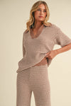 Short Sleeve Sweater Top And Pants Set