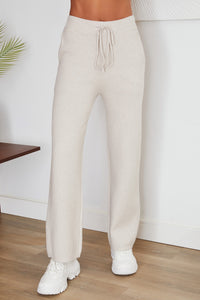 Drawstring Knt Hoodie with Straight Leg Pants