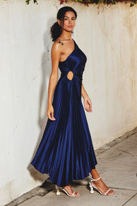 Midnight Moonlight Pleated one shoulder dress