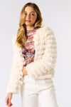 Perfect Mix Fuzzy Jacket in Ivory