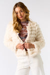 Perfect Mix Fuzzy Jacket in Ivory