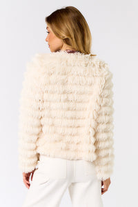 Perfect Mix Fuzzy Jacket in Ivory