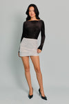 Micro Mini Silver Sequin Skirt