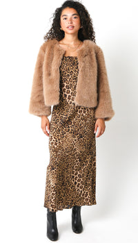 Cleo Animal Print Open Back Maxi Dress