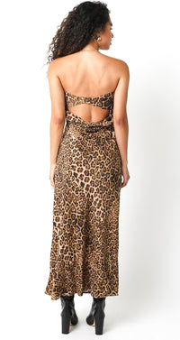 Cleo Animal Print Open Back Maxi Dress