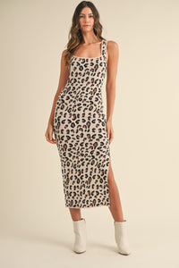 Tara Animal Print Sweater Knit Bodycon Midi Dress