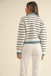 Stripe Knit and Denim Mix Sweater jacket