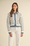 Stripe Knit and Denim Mix Sweater jacket