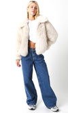 Aubree Luxurious Faux Fur Coat In Ecru