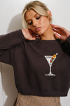 Martinis Anyone Sweater in Charcoal