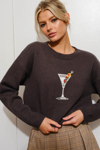 Martinis Anyone Sweater in Charcoal