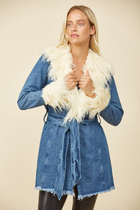 Penny Lane Denim And Fur Coat