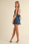 Sleeveless Open Back Denim Set