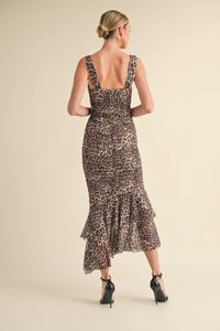 Past Midnight Mesh Animal Print Cut out Dress