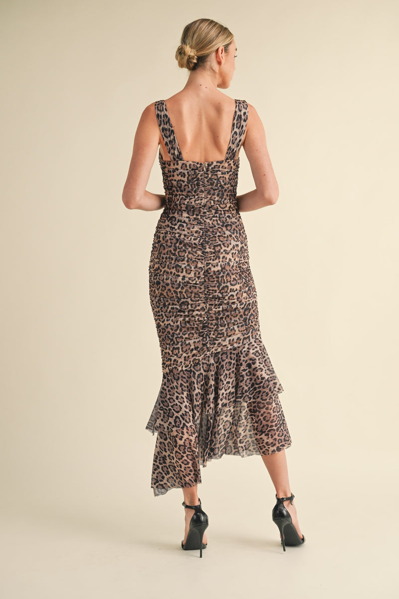 Past Midnight Mesh Animal Print Cut out Dress FINAL SALE