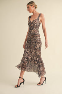 Past Midnight Mesh Animal Print Cut out Dress