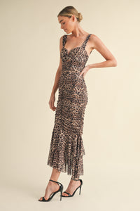 Past Midnight Mesh Animal Print Cut out Dress