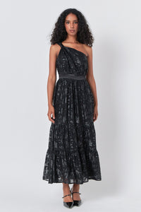 Adrianna One Shoulder Chiffon Maxi Dress