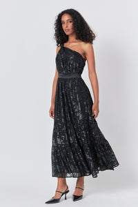 Adrianna One Shoulder Chiffon Maxi Dress