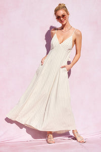 Piper Open Back Linen Blend Maxi in Natural