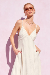 Piper Open Back Linen Blend Maxi in Natural