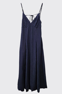 Open Back Pin Stripe Maxi Dress