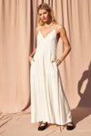 Piper Open Back Linen Blend Maxi in Ivory