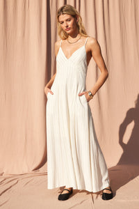 Piper Open Back Linen Blend Maxi in Ivory