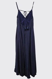 Open Back Pin Stripe Maxi Dress