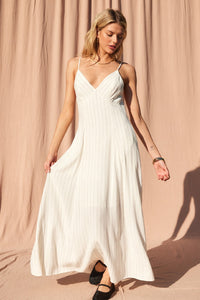 Piper Open Back Linen Blend Maxi in Ivory