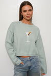 Martinis Anyone Sweater in Light Blue