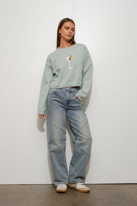 Martinis Anyone Sweater in Light Blue