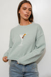 Martinis Anyone Sweater in Light Blue