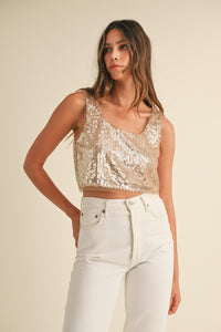 It GIrl Sequin and Beaded Crop Tank