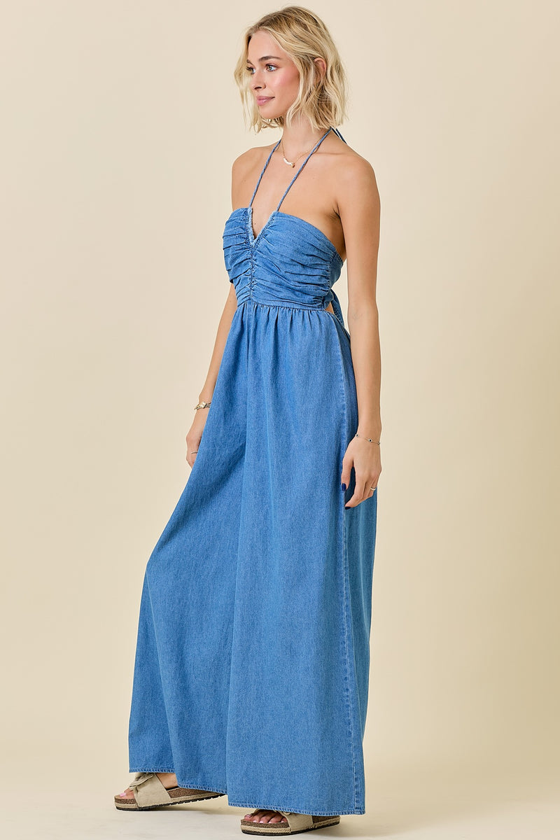 The Boulevard Wide Leg Denim Jumpsuit