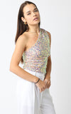 In A Dream One Shoulder Sequin Top