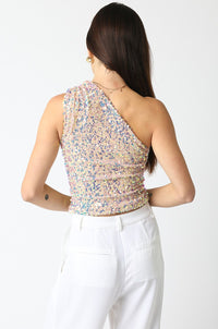 In A Dream One Shoulder Sequin Top