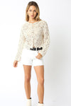 Felicia Crochet Lace Jacket Top in Cream