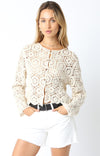 Felicia Crochet Lace Jacket Top in Cream