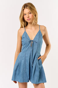Plunge Denim Romper