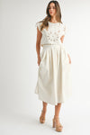 Talula Embroidered Flower Crop Top and Skirt Set