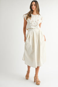 Talula Embroidered Flower Crop Top and Skirt Set