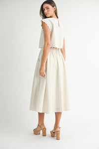 Talula Embroidered Flower Crop Top and Skirt Set