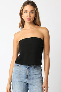 The Basics Knit Tube Top in Black