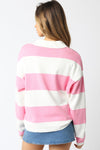 Spring Time Pink and White Rugy Sweater