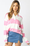 Spring Time Pink and White Rugy Sweater