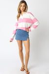 Spring Time Pink and White Rugy Sweater