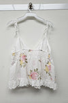 So Romantic Eyelet Printed Ruffle Tank