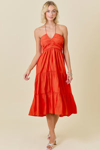 Season Opener Rouched Top Midi Dress in Sunkist