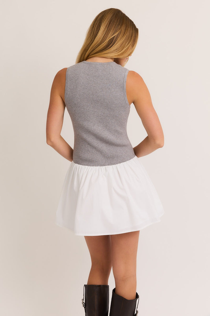 Two Timer Sweater Top Flare Skirt Dress